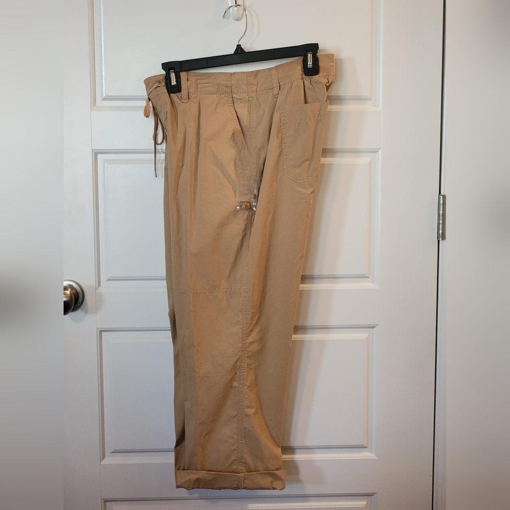 NWT Lauren Ralph Lauren Tan Wide-Leg Drawstring Pants Size 6 - Picture 9 of 11